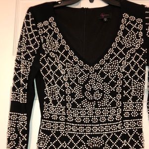 Stunning Aqua Black Beaded Dress